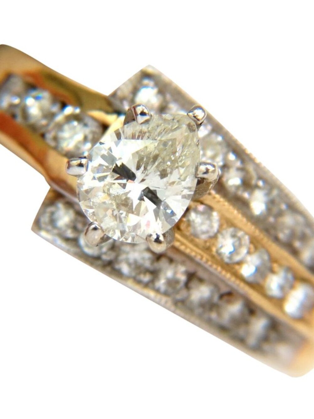 1.00CT BRILLIANT PEAR SHAPE NATURAL DIAMOND RING 14KT CROSSOVER*